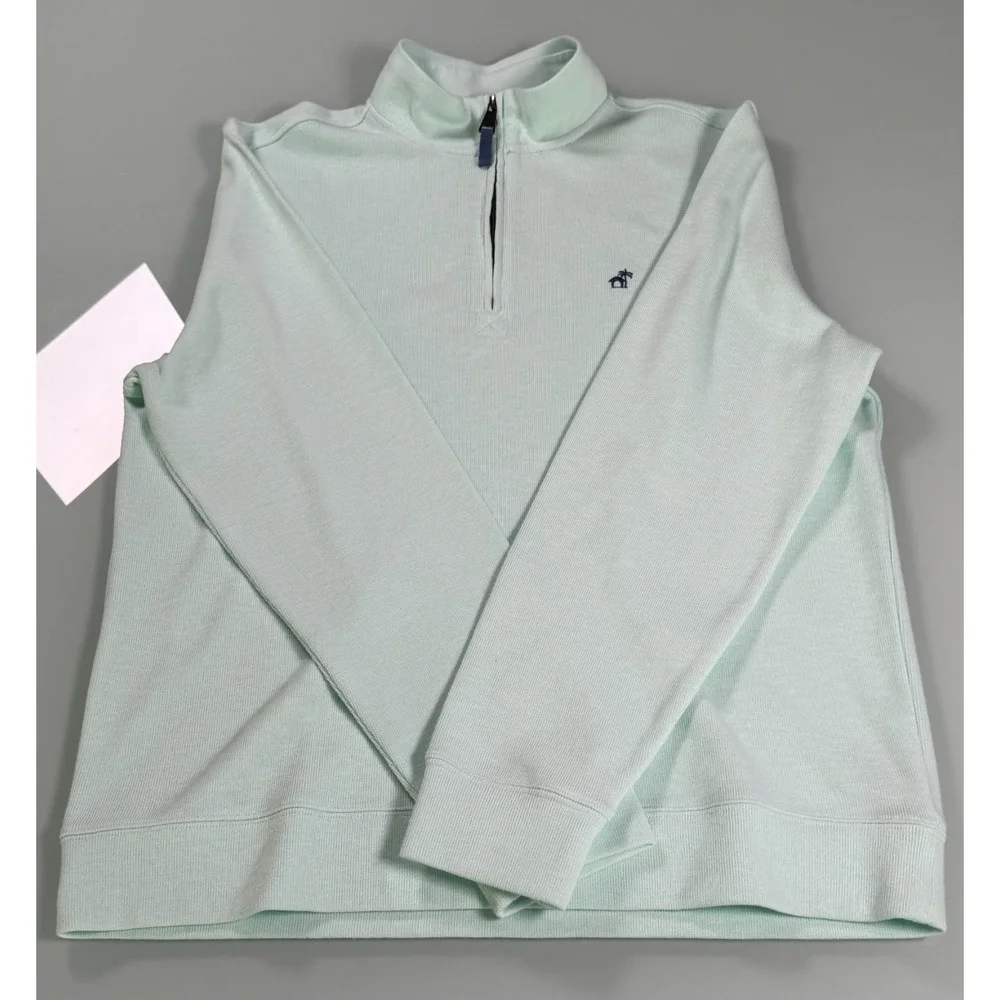Caribbean Joe Quarter Zip Pullover Sweater Mens White Long Sleeve Preppy - Large